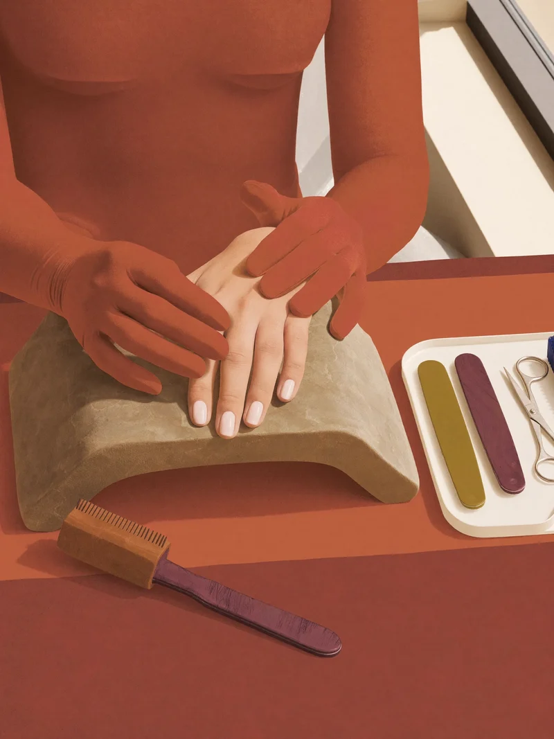 Illustration: Nagelpflege mit neutralem, unbeschriftetem Werkzeug